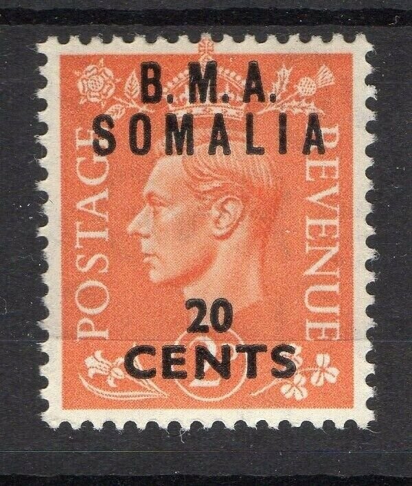 BMA Somalia 1950s Early Issue Fine Mint Hinged 20c. Surcharged Optd NW-14620