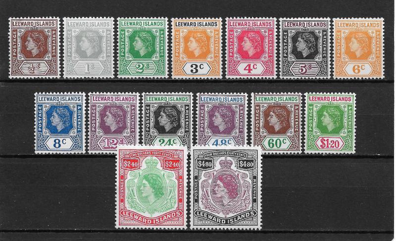 Leeward Islands Scott # 133-147 set VF OG LH with nice color scv $ 68 see pic !