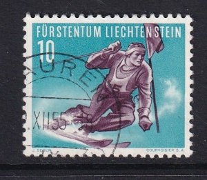 Liechtenstein  #289  used  1955  sports  10rp  slalom