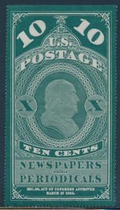 #PR6 10c 1875 NEWSPAPER STAMP XF-SUPERB GEM BU7510