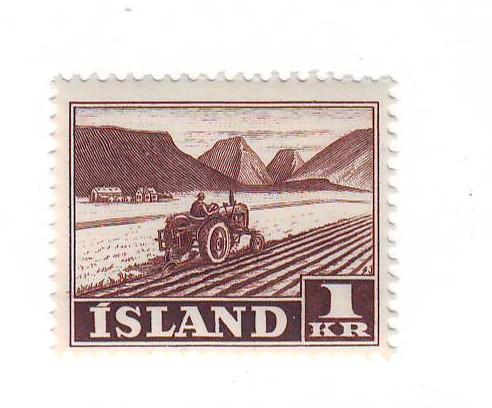 Iceland Sc264 1950 1 kr tractor stamp mint NH