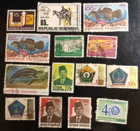 Indonesia Scott#921...1518 Used Lot of 14 F/VF to XF Cat. $6.70