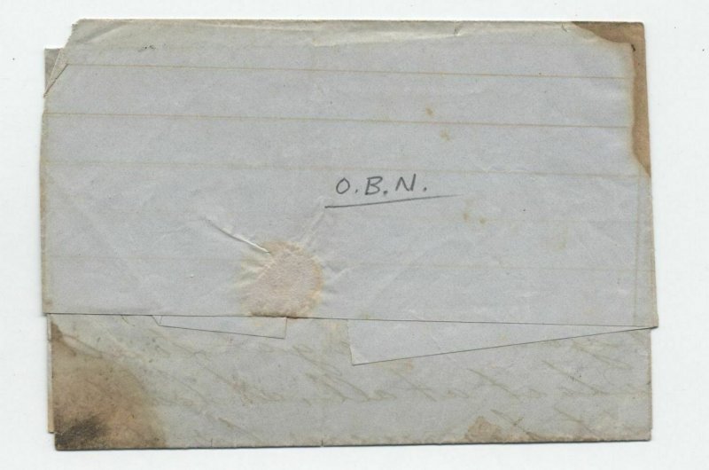 1853 Highland IL black CDS stampless folded letter unpaid 5 rate 6029.571