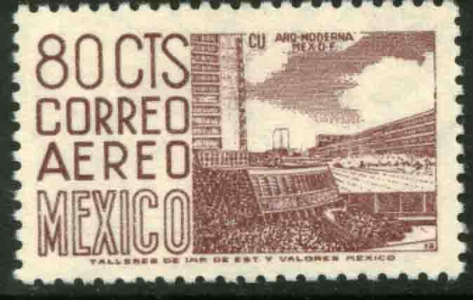 MEXICO C265c, 80c 1950 Def 6th Issue Fosforescent unglazed MINT, NH. VF.
