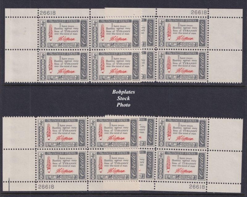 BOBPLATES #1141 Credo Matched Set Plate Blocks VF TG ~ See Details for #s