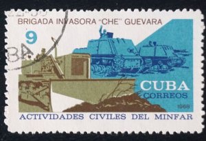 CUBA Sc# 1375  CIVIL ACTIVITIES OF  ARMED FORCES  9c CHE BRIGADE  1968 used cto