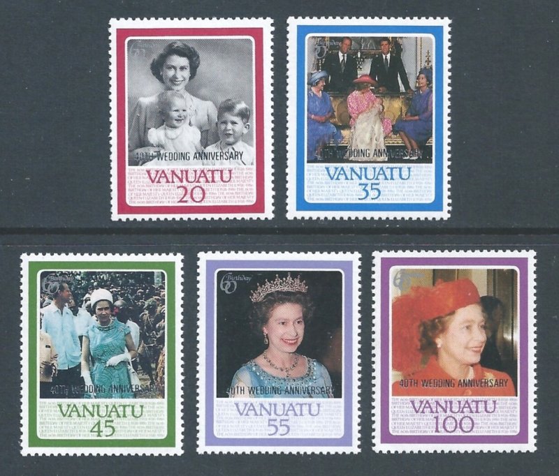 Vanuatu #465-9 NH QEII Wedding Anniv Ovptd on Birthday Issue