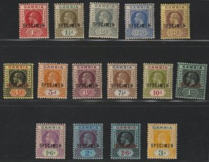 GAMBIA 1912 KG5 SPECIMEN VALUES TO 3s