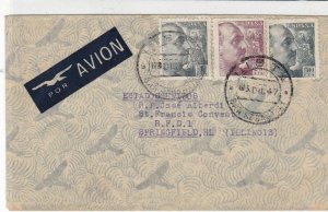 spain  1947 airmail stamps cover ref 19343