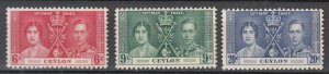 Ceylon - 1937 Coronation Sc# 275/277 - MLH (7733)