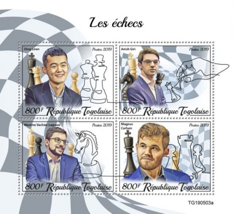 Togo - 2019 Famous Chess Players - 4 Stamp Sheet - TG190503a