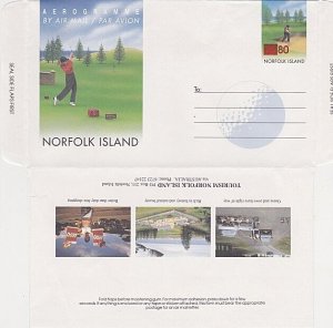 NORFOLK IS 2000 Revalued 80 on 75c Golf aerogramme unused...................L188