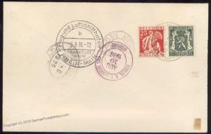 Belgium 1936 Hindenburg Zeppelin Germany Si428 6th NAF Flown Cover 90725