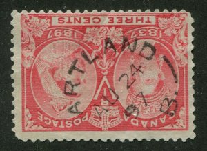 CANADA #53 USED JUBILEE NEW BRUNSWICK SPLIT RING TOWN CANCEL HARTLAND