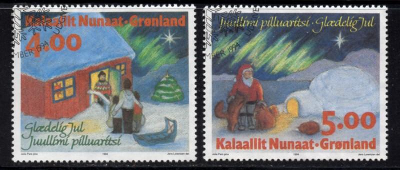 Greenland Sc 275-6 1994 Christmas stamp set used