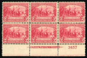 United States, 1904-9 #329 Cat$625, 1907 2c carmine, bottom margin plate numb...