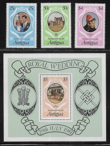 Antigua 623-626 Diana Wedding set and s.s. MNH c.v. $2.55