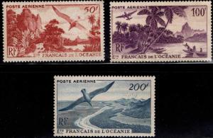 French Polynesia Scott C17-C19 MH* Airmail stamp set CV$106 faulty