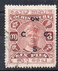 INDIA - COCHIN - RAMA VARMA II -  6 PIES - SERVICE STAMP - 1918 - Used -