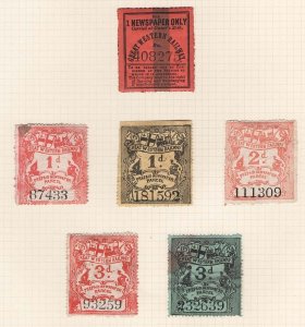 GB - Railway GWR Great Western Newspaper stamps: 6x different, nice group vgu