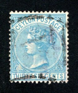 Ceylon #70,  F/VF, Used, CV $28.00 ....  1290059