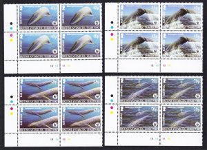 BAT WWF Blue Whale 4 SW Corner Blocks with margins 2003 MNH SC#326-329