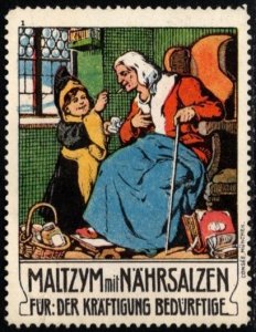 Vintage Germany Poster Stamp Maltzym With Nutrient Salts For: Those In Need