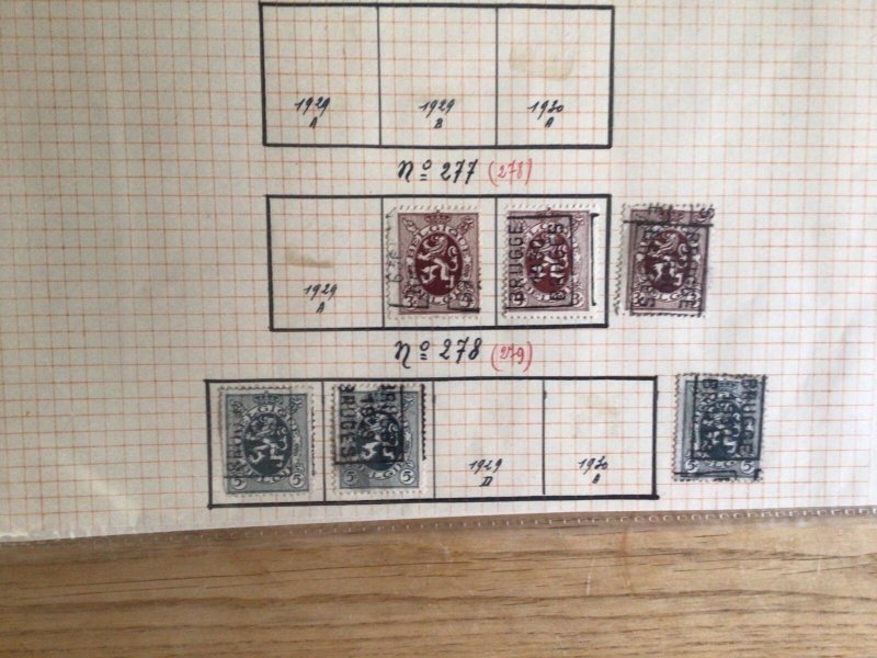 Belgium vintage pre cancel study stamps page folded  Ref 58151 