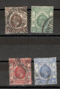 HONG KONG - 4 USED STAMPS - KING EDWARD VII