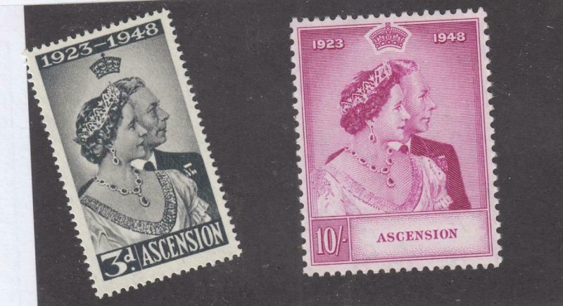 ASCENSION ISLAND # 52-53 VF-MH KGV1 1948 SILVER WEDDING