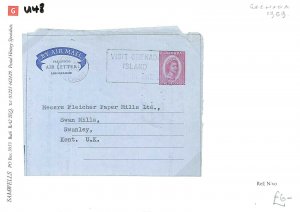 GRENADA QEII Stationery Air Letter SLOGAN GB Kent 1959 {samwells-covers}GU48