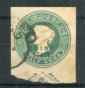 INDIA; JHIND 1890s- early QV Local used Postal Stationary PIECE