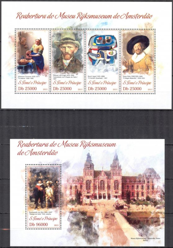 Sao Tome and Principe 2013 Art Paintings Rijksmuseum Amsterdam sheet + S/S MNH