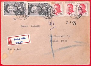 aa0629 - CZECHOSLOVAKIA - Postal History -  REGISTERED COVER to ENGLAND 1960