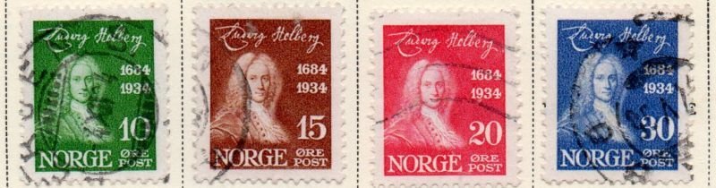 Norway Sc 158-61 1934 Holberg stamp set used