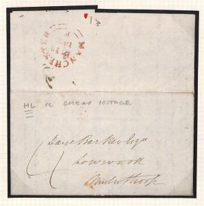 GB HISTORIC LETTER Manchester U4PP 1839 Cover Milnthorpe re CHEAP POSTAGE AF88 