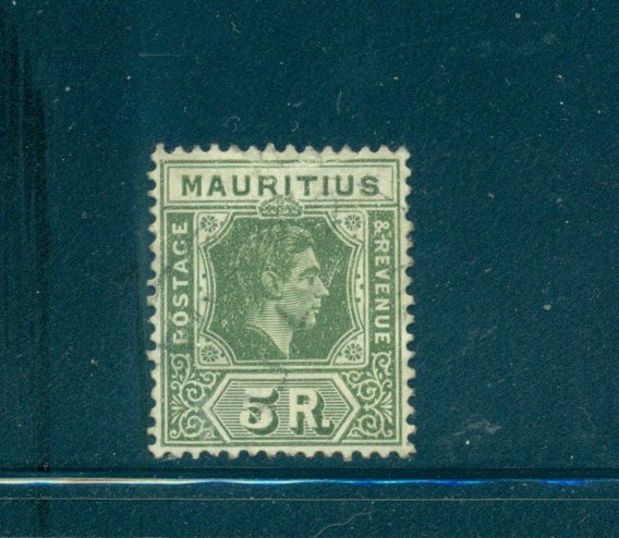 Mauritius - Sc# 221. 1943 Geo. VI 5R  Used. $42.50.