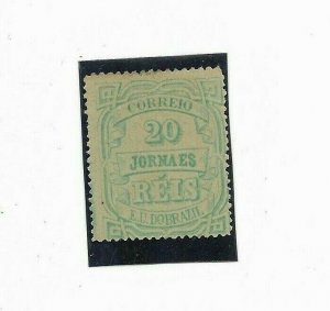 BRAZIL YEAR 1890 20R JORNAES E.U. DO BRAZIL GREEN MINT LIGHTLY HINGED SCOTT P20