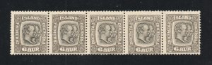 Iceland - Sc# 103 MNH / wmk crosses / Strip (5)        -          Lot 0324024