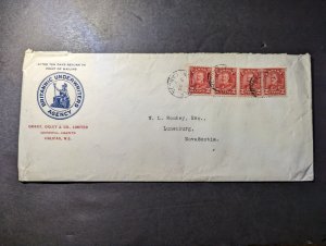 1931 Canada Cover Halifax to Lunenburg Nova Scotia NS Britannic Underwriters