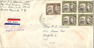 Grenada 1d and 3d (4) KGVI and Seal of the Colony 1950 G.P.O. Grenada Airmail...