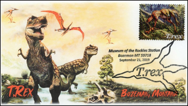 19-333, 2019, T-Rex, Pictorial Postmark, Event, Bozeman MT, Tyrannosaurus Rex