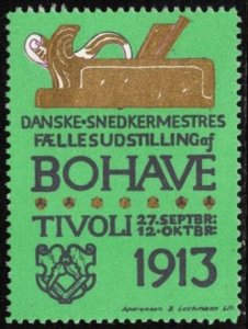 1913 Denmark Poster Stamp Joint Exhibition Of Danish Master Carpenter MNH