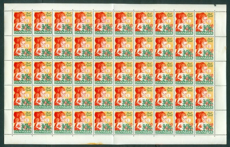 Denmark. Christmas. 1948 Sheet MNH. Santa,Tree,Flag,Candle. See Description 