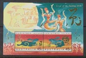 CHRISTMAS ISLANDS 1999 YEAR OF THE RABBIT MINIATURE SHEET SGMS468 UNMOUNTED MINT