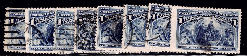 U.S.  230 USED EIGHT SINGLES AS SHOWN MIXED CONDITION (V5640)