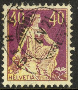 SWITZERLAND 1907-25 40c Seated Helvetia Sc 136 VFU