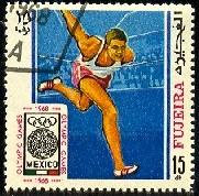 Running, 1968 Summer Olympics, Mexico, Fujeira stamp used