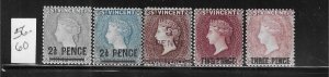 ST. VINCENT SCOTT #56/56A/58-60 1890-97 SURCHARGES MINT LIGHT HINGED/HINGED