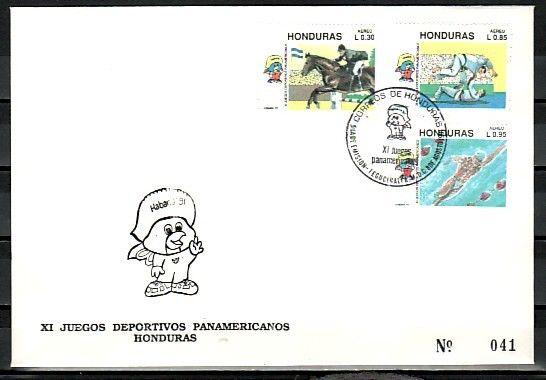 Honduras, Scott cat. C826-C828. Pan American Games issue. First Day Cover. ^